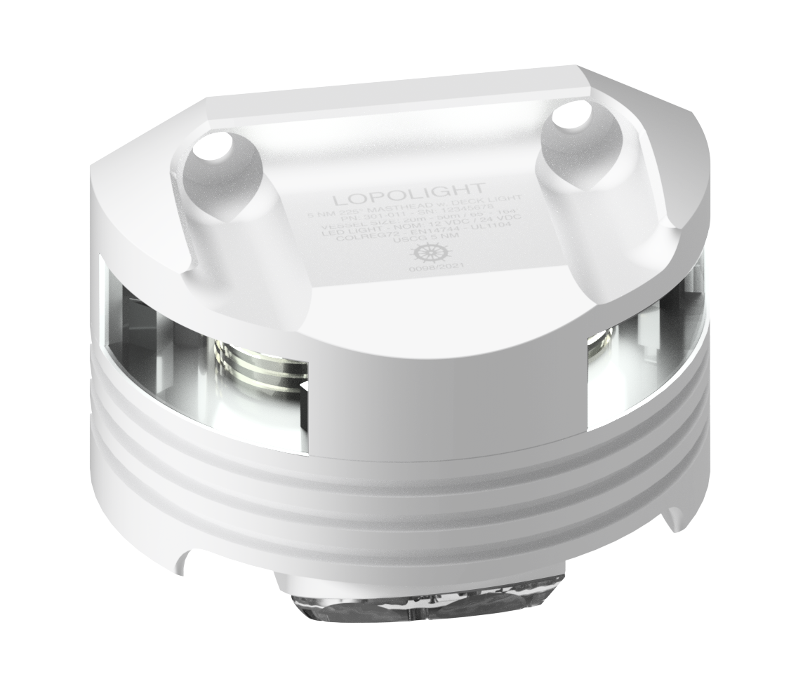 5nm 225° White, masthead+6W decklight, white